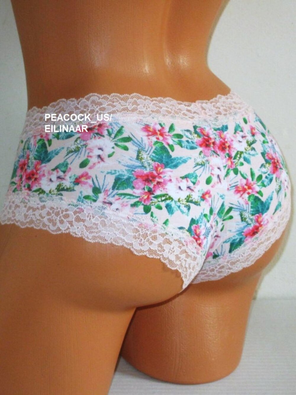 Victoria's Secret Cotton Lace Trim Cheeky Panty Tropical Floral Size M nwt
